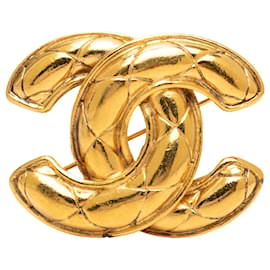 Spilla Chanel Gold CC placcata oro trapuntata