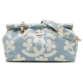 Borsa a Spalla Chanel Blue CC Clover Printed Canvas