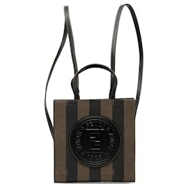 Fendi Black Mini Pequin Wandelbarer Rucksack aus beschichtetem Canvas
