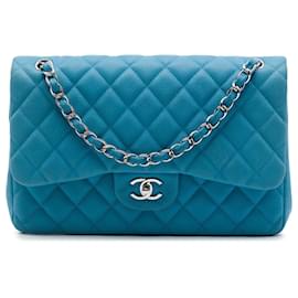 Chanel Blue Jumbo Classic Caviar Double Flap