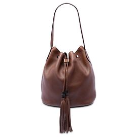 Bolso Bucket Lady con borla en piel de becerro marrón Gucci