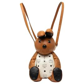 MCM Rabbit Zoo Doll Rucksack aus braunem Kalbsleder und Visetos beschichteter Canvas