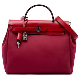 Hermès Red Toile Verso Herbag Zip 31