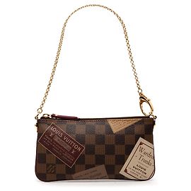 Louis Vuitton Braun Damier Ebene Trunks Labels Pochette Milla MM