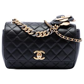 Chanel Black Medium Quilted Lambskin Private Affair Camellia Flap