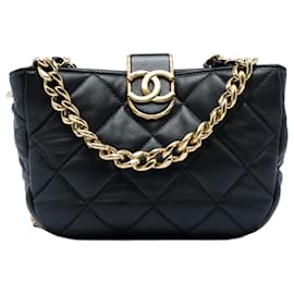 Borsa Hobo Chanel Black CC in agnello trapuntato con catena