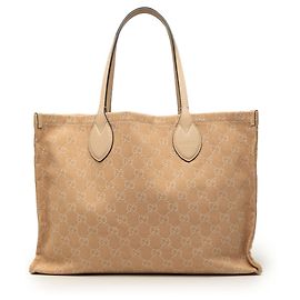 Gucci Beige Large GG Denim Ophidia Tote
