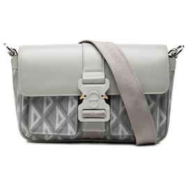 Borsa a tracolla Hit The Road in tela rivestita grigia con CD Diamond e pelle di vitello Dior