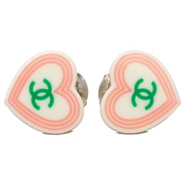 Orecchini a clip in resina con cuore CC bianco Chanel