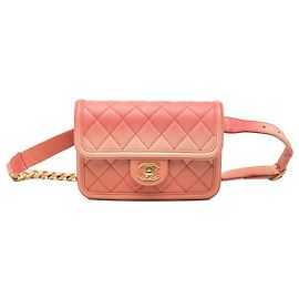 Chanel Pink Quilted Caviar Sunset On The Sea Flap Belt Bag