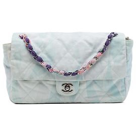 Chanel Blue CC Trapuntato Denim Stampato Jungle Jeans Flap