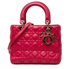 Lady Dior in agnello cannage rosso misura Medium