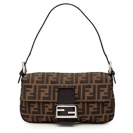 Fendi Baguette Tasche aus braunem Zucca Canvas