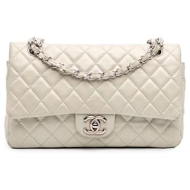 Chanel White Medium Classic Lambskin Double Flap