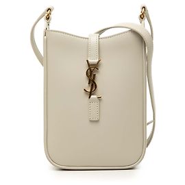Saint Laurent Le 5 a 7 Vertikale Crossbody-Tasche aus glattem weißem Kalbsleder
