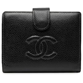Chanel Black CC Caviar Bifold Geldbörse