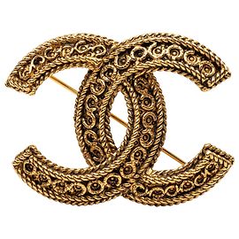 Spilla Chanel Gold CC in filigrana placcata oro