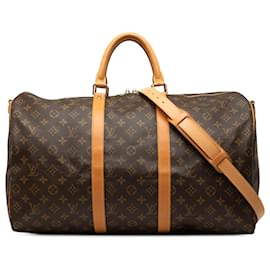 Louis Vuitton Marrone Monogram Keepall Bandouliere 50