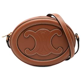 Céline Celine Borsa a tracolla Cuir Triomphe Oval in pelle di vitello marrone Small