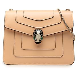 Bvlgari Beige Small Leather Square Serpenti Forever Chain Crossbody - Bulgari