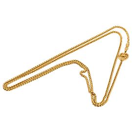 Chanel Gold Gold Plated Medallion Double Strand Chain Halskette