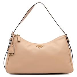 Borsa a tracolla Aimee in pelle beige grande Prada