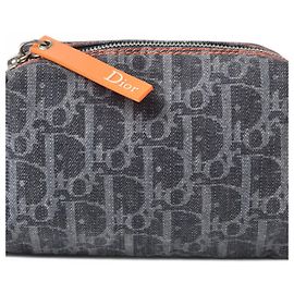 Pochette Christian Dior in tela blu navy