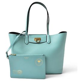 Bolsa Tote de couro azul claro Salvatore Ferragamo