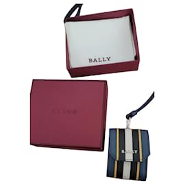 Bally Ohrcase aus blauem Leder mit Streifen