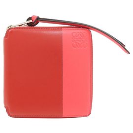 Cartera de cuero con cierre de doble pliegue Loewe Anagram