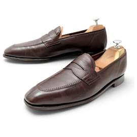 MOCASSINI JOHN LOBB 8 42 IN PELLE MARRONE LEATHER LOAFERS SHOES