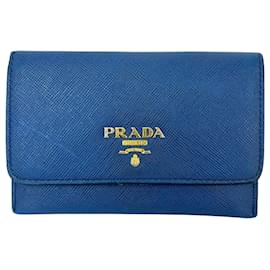 Portacarte in pelle Saffiano Prada Blu