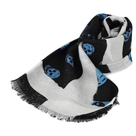 Sciarpa Alexander McQueen Skull Blu Lana - Alexander Mcqueen