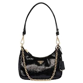 Prada Mini borsa in nylon con paillettes Re-edition