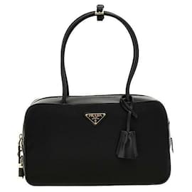 Prada Borsa a manico superiore in nylon e pelle di medie dimensioni