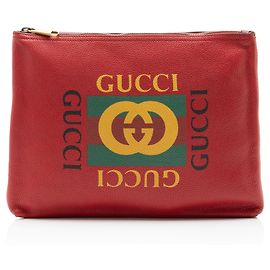 Gucci Leder Logo Zip Pouch