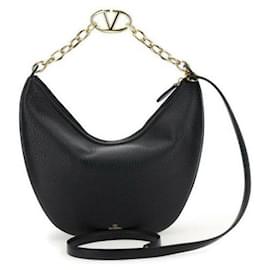 Sac Hobo Valentino Garavani Logo en Cuir Noir