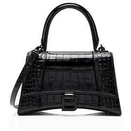 Balenciaga Hourglass Small Top Handle aus glänzend geprägtem Krokodil-Kalbsleder
