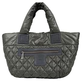 Borsa Tote Coco Cocoon Reversible Quilted Nylon Vintage Top Handle Khaki - Chanel