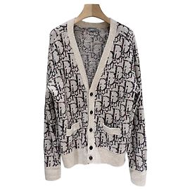 Dior Oblique Jacquard Wollstrickjacke Beige