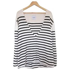 Autre Marque ANTHOM V-Ausschnitt gestreifter Strickpullover