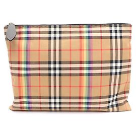 Burberry Clutch a quadri con bordi in pelle