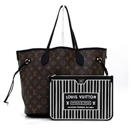 Louis Vuitton Borsa a tracolla Neverfull MM in pelle nera con monogramma Inside Out