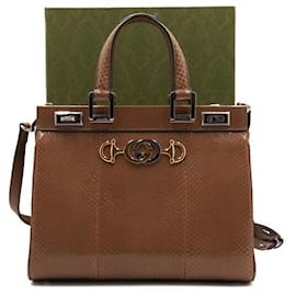 Gucci Braune Python Jumi Small Top Handle Tote Bag und Schultertasche