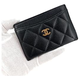 Chanel Tarjetero Classic Caviar chapado en oro Cartera de tarjetas Ranura para tarjetas