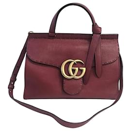 Piccola borsa a mano e a tracolla in pelle GG Marmont Rosso - Gucci