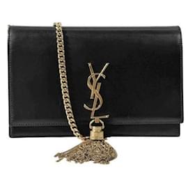 Saint Laurent Borsa a tracolla WOC Monogram Kate Chain Tassel Nera