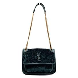 Saint Laurent Borsa a tracolla Niki Baby in velluto con catena dorata