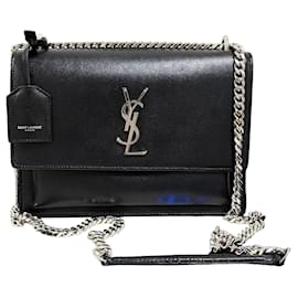 Sunset Chain Shoulder Bag Medium Black - Saint Laurent