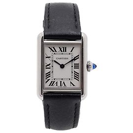 Cartier Tank Must Small Quartz Armbanduhr mit Lederarmband für Damen